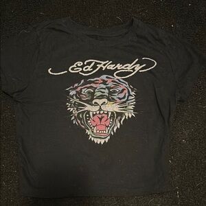 Ed Hardy Black Short Sleeve “baby”-Tee with Tiger Graphic